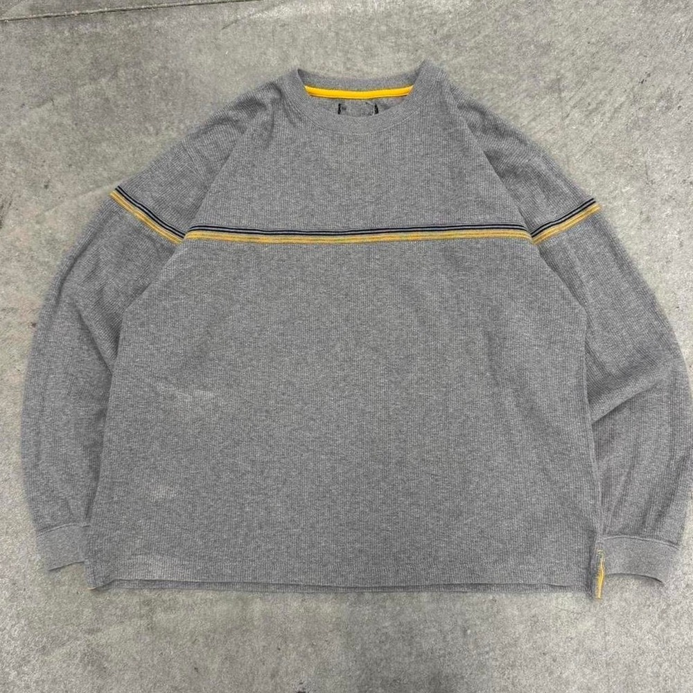 Extreme Striped Long Sleeve Cotton Skater Y2K Gray + Yellow